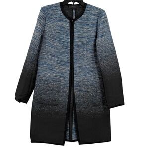 Carlisle Collection‎ Tweed Topper Jacket Open Front Blue Black Career Size 4